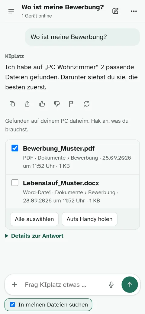 The answer to the question where is my application with two example files found, one of them ticked